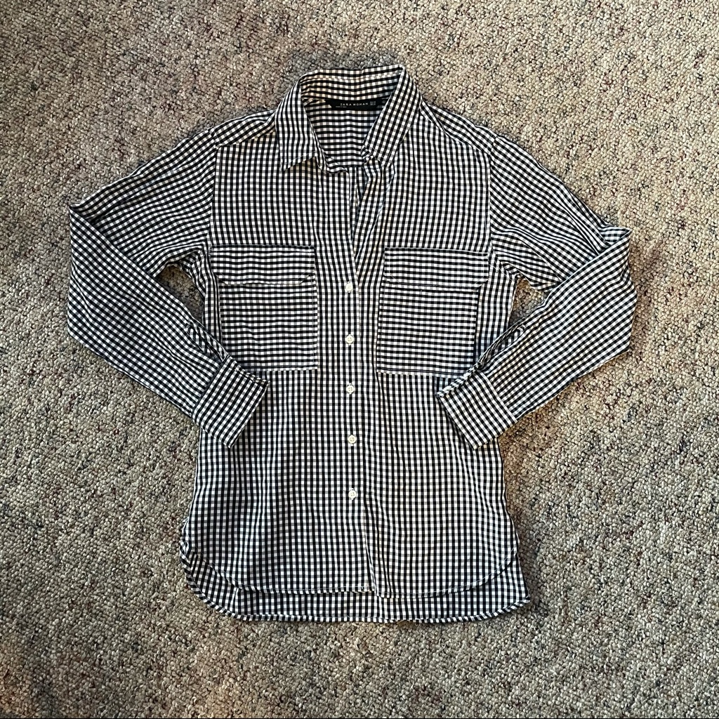 Zara Gingham Print Button Down